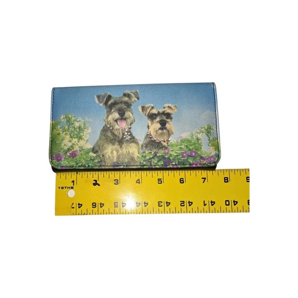 Schnauzer Dog Print Floral Shoulder Bag with‎ Matching Wallet